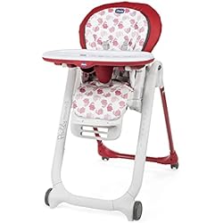 Trona Chicco Polly 5 Chicco Polly Progres5 Trona Evolutiva para Bebés 0 Meses, 3 Años (15 kg), Trona Convertible y Compacta con 4 Ruedas, Ajustable y Transformable en Hamaca y Elevador de Silla para Niños, Rojo (Red)