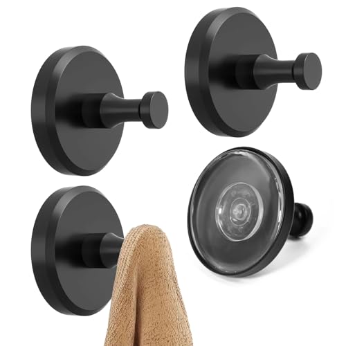 Zuxbolf 4 Ganchos de Pared con Ventosa Toalleros de Baño de Acero Inoxidable Colgadores de Ventosa para Puerta con Firme Sujeción Colgadores de Pared sin Taladro para Colgar Toalla Albornoz Esponja