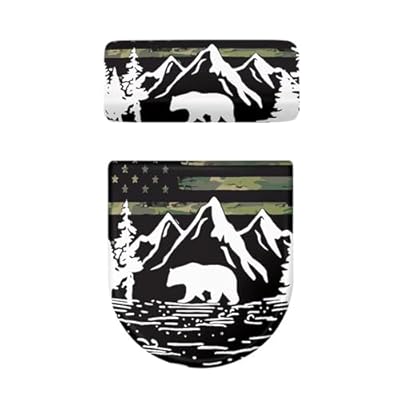 Pzuqiu America Flag Mountain Toilet Lid Cover Toilet Tank Lid Cover 2 Pcs Gift Universal Fit Elongated Round Oblong Lids Elasticized Cloth Accessories Decor