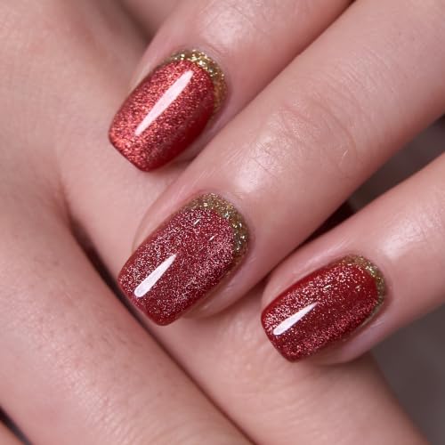 Image of CurvLife Soft Gel Squoval Press-On Nails Short, Reusable Fake Nails with Glue & Adhesive Tabs, 30PCS Salon-Quality Stick-On Nails for At-Home Manicure (Amber Dusk)