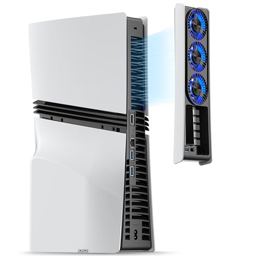 Image of JUSPRO Cooling Fan for PS5 Pro, Quiet Enhanced Cooler Fan with Adjustable Speed, Auto Power On /Off, Cooling Accessories with USB 3.0 Port and LED Light for PlayStation 5 Pro