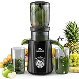 Nuovoware Cold Press Juicer 1.25'', 250W Masticating Juicer Machine Large Feed Chute Fit Whole Fruit Vegetable, High Juice Yield 2 Filters, BPA...