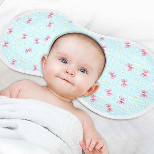 Burbuja Bow Small Flowers Muslin Baby Burp Cloths, Soft & Absorbent Cotton Burping Rags for Newborn Boys & Girls, 2 Pack4