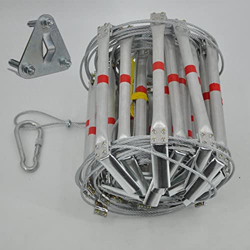 Emerncy - Escalera de escape de 25 m, resistente al fuego, con base, capacidad de carga de 400 kg, incluye Hoo para un despliegue rápido en situaciones de incendios