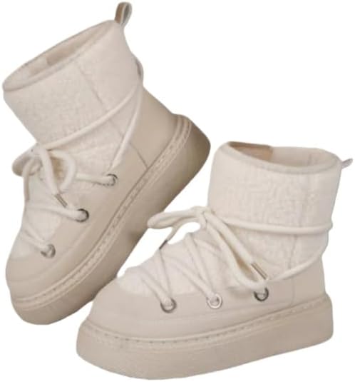 Chic Winter Women's Snow Boots - Warm, Lace-Up Mid-Calf with Thick Sole for Casual Wear