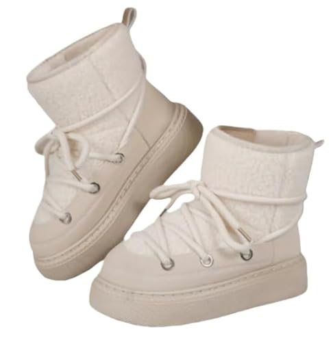 Hhhchpm Chic Winter Women's Snow Boots - Warm, Lace-Up Mid-Calf