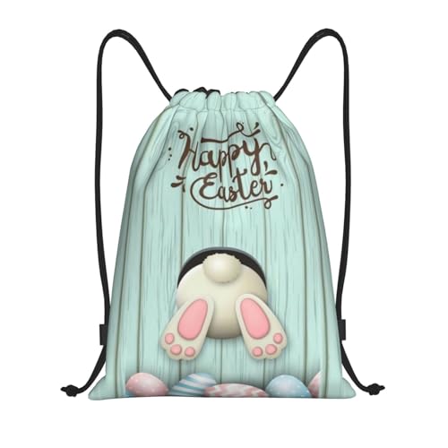 Cute Easter Bags Funny Bunny Drawstring Backpack Adjustable Sports Bag for Gym, Swimming,Beach,Shopping, Yoga Bag
