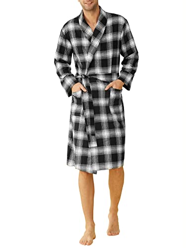 Latuza Men's Cotton Flannel Robe L Black