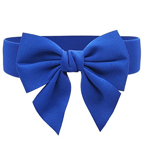 TeeYee Cute Wide Elastic Belt Women's Bowknot Belt Ladies Stretchy Bow Belt for Christmas Party Casual Matching Women Dresses