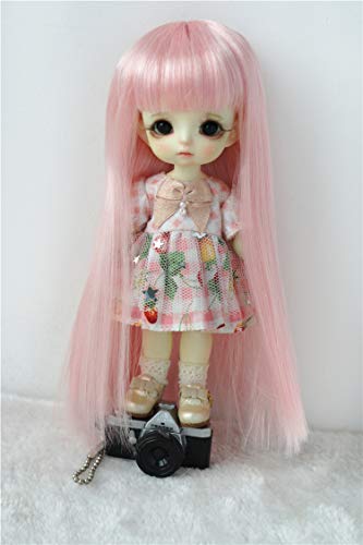 Jusuns Jd056 5-6Inch 13-15Cm Ob11 Long Straight Full Bang Synthetic Mohair Bjd Wig Lati Yellow Doll Accessories (Pink) #TOP5