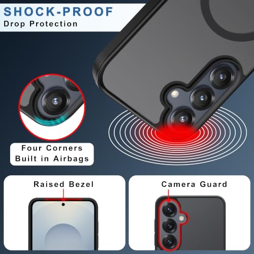 Image of CEDO Magnetic Cover for Samsung Galaxy S25 | Compatible with MagSafe Wireless Charging | Matte Black Case Designed with Magnetic Lock Shockproof Edge Protection Backcover (Translucent Black)