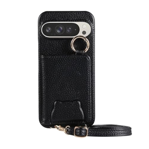 Image of MILLION CASES Back Cover Case for Google Pixel 9 Shockproof Protective Elegance Crossbody Leather Wallet Case for Men & Boys(Black)