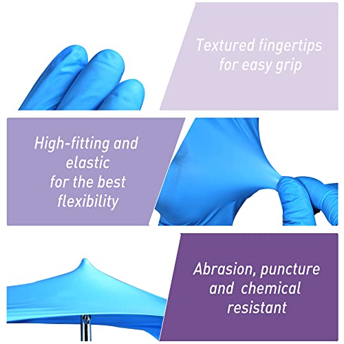 Omelaw Nitrile Gloves Medium Blue, Pack Of 100, Latex Free Powder Free Glove Ambidextrous, Ultra-Strong, Non-Sterile Food Safe #TOP2