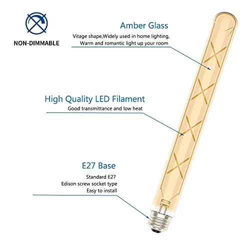 Bombilla E27 LED retro T30 con cristal ámbar Ruihua para lámparas decorativas de filamento 4