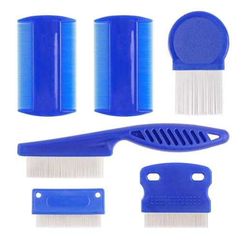 Peine antipulgas para mascotas 6 piezas/juego - Peine antipulgas para perros - Peine para gatos de 6 piezas con dientes densos y duraderos | Cepillo antipulgas para eliminar piojos, limpieza manchas,
