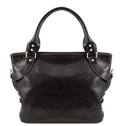 Sac à épaule Noir TUSCANY LEATHER Ilenia en cuir avec compartiment zippé