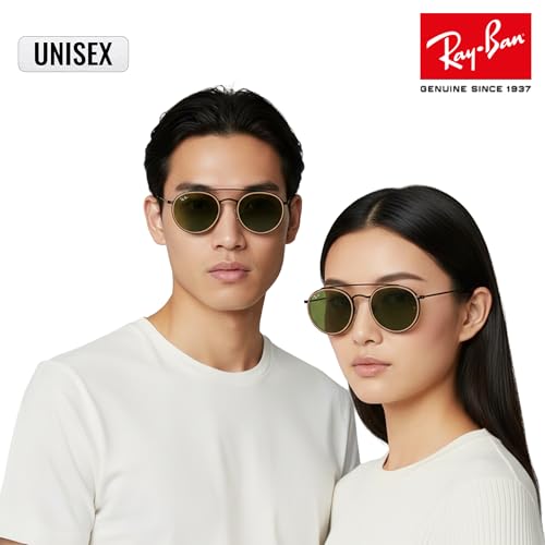 Image of Ray-Ban RB3647N ROUND DOUBLE BRIDGE Round Shaped Sunglasses for Men & Women with Official RAYBAN Eyewear Kit