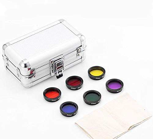Lot de 6 filtres lunaires colorés Astro pour télescope 3,1 cm (rouge, orange, jaune, vert, bleu)