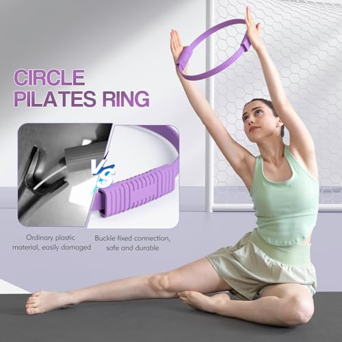 Pilates Kit, Pilates Ring and Ball Set with 5-Level Resistance Bands for Core Strength, Stretching, Toning & Full Body Home Workout Pilates Equipment - Image 3
