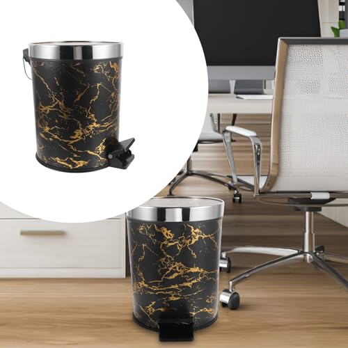 BESTonZON bote de basura de pedal 8L plástico negro miniatura 7