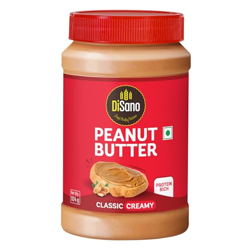DiSano Classic Peanut Butter Creamy, 924g, 25g Protein, Roasted Peanuts, Zero Cholester... at ₹219 (17% Off) – Amazon