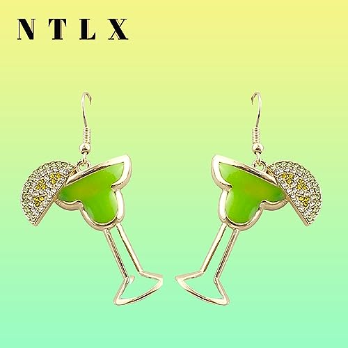 Beverage Drink Drop Dangle Earrings for Women – Martini, Margarita, Beer, Champagne, Wine Glass Bottle – Happy Hour Fashion – Cute - Fun – Beautiful Genuine Crystals – Gold Plated – with Gift Box Included3