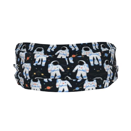 Boys Girls Sports Sweatbands, Boho Style Long Hair Band for Running Travel Spa, Lovely Space Astronaut Planet Art Headdress Hair Decor3