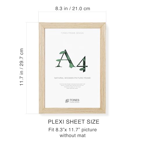 TONES FRAME DESIGN A4-Bilderrahmen, modernes Naturholz, bruchsicher, A4-Bilderrahmen, 21 x 29,7 cm, Massivholzfurnier, Wandkunst… – Ansicht 2