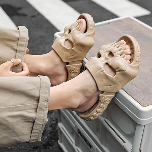 Jfxgjuv Skull Slides Sandals for Women Men, Pillow Slippers with Arch Support, EVA Thick Sole Non Slip Quick Drying Cloud Slippers Bathroom Pool Beach Shoes3