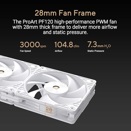 Image of ASUS ProArt PF120 120mm PWM Fan White Edition, 3000RPM, High Airflow /Static Pressure, Daisy-Chain Design