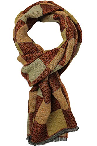 Écharpe d'hiver en laine orange à carreaux 195x38 cm pour homme et femme