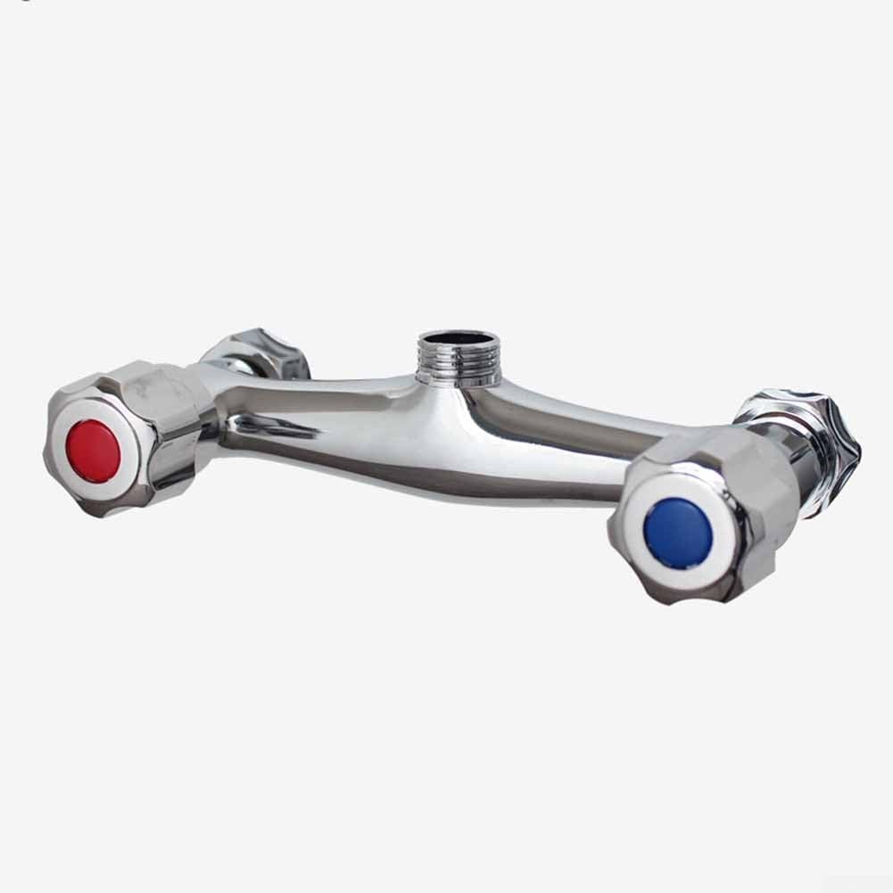 Bathroom Shower Mixer Taps, Brass Valve Twin Outlet Chrome, Wall-Mounted Dual Handle Dual Control, Thermostatic Shower Bar Mixer Valve