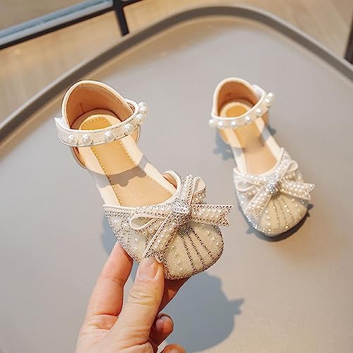 Girls Dress Shoes Cute Bow Mary Jane Shoes Ballerina with Satin Ankle Tie for Wedding Birthday T Strap Sandals for Girls2