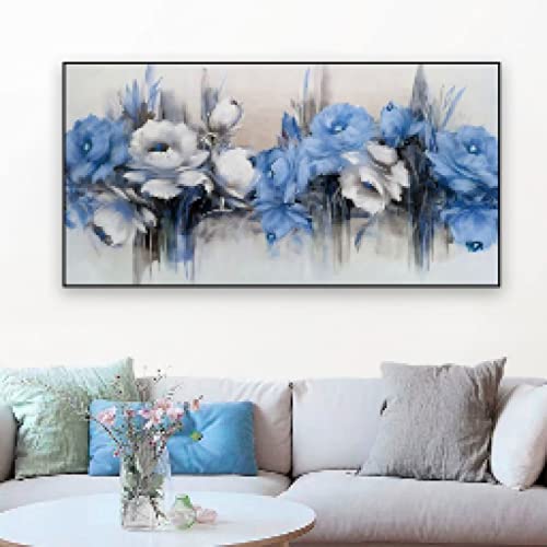 Impressions sur toile bleu rose fleur affiche salon décoration maison 50x100