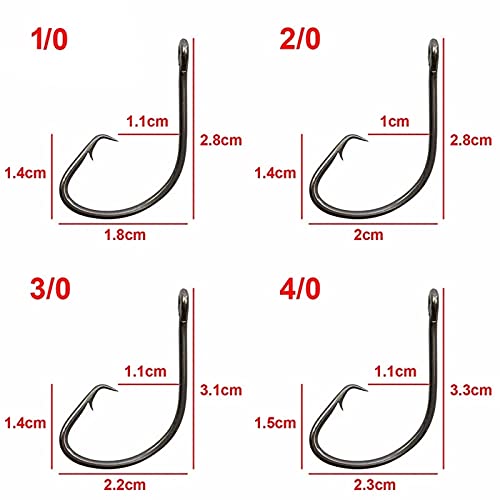 HNSYYUEYOU Haken zum Angeln 200 Schwarze Orialed Sportkreise Geschmiedet Strohhaken Köder Squid Bulk Blue Fish Fish Hook… – Bild 4
