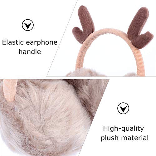 1pc Christmas Antler Earmuffs for Boy Girl Warm Plush Ear Covers for Comfortable and Flexible Design Holiday for Boys and Girls4