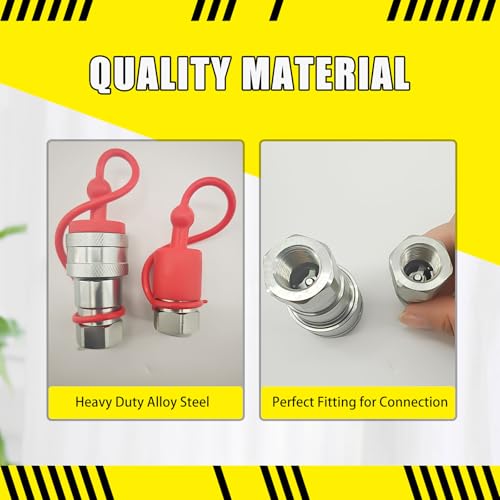 Image of 3 /8'' AG,ISO 5675 Hydraulic Quick Connect Coupler Set, 3 /8 inch Body 3 /8 inch NPT Heavy-Duty Carbon Steel Coupling Fittings