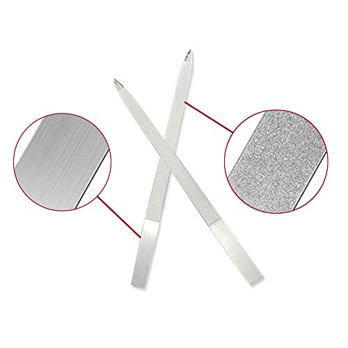 2 Pcs Diamond Nail File Double Sided Metal Fingernail Manicure Files For Polish Nail, Removes Nail Ridges 7 Inches #TOP1