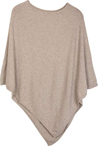 styleBREAKER Suave Poncho de Punto Fino Monocolor, Cuello Redondo, señora 08010042, Color:Beige Claro