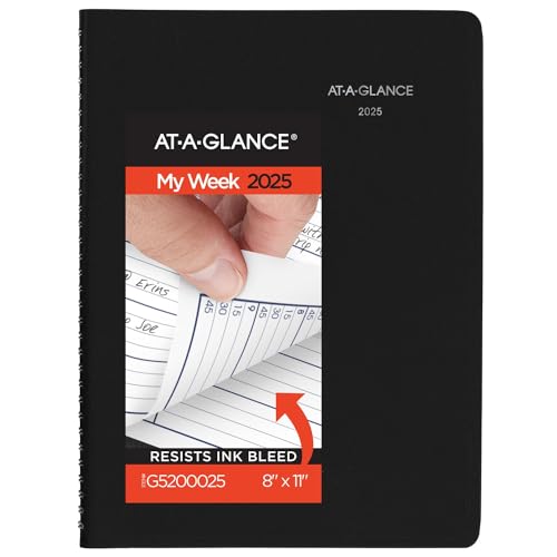 AT-A-GLANCE 2025 Appointment Book Planner, Weekly, 8" x 11", Large, Quarter-Hourly, DayMinder, Black (G5200025) by AT-A-GLANCE - Used condition - US$14.95