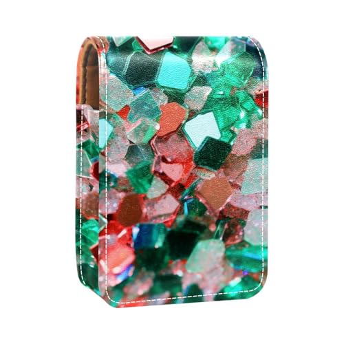 Custodia per organizer per rossetto da viaggio borsa per trucco portatile con specchio acquerello geometrico esagonale colorato