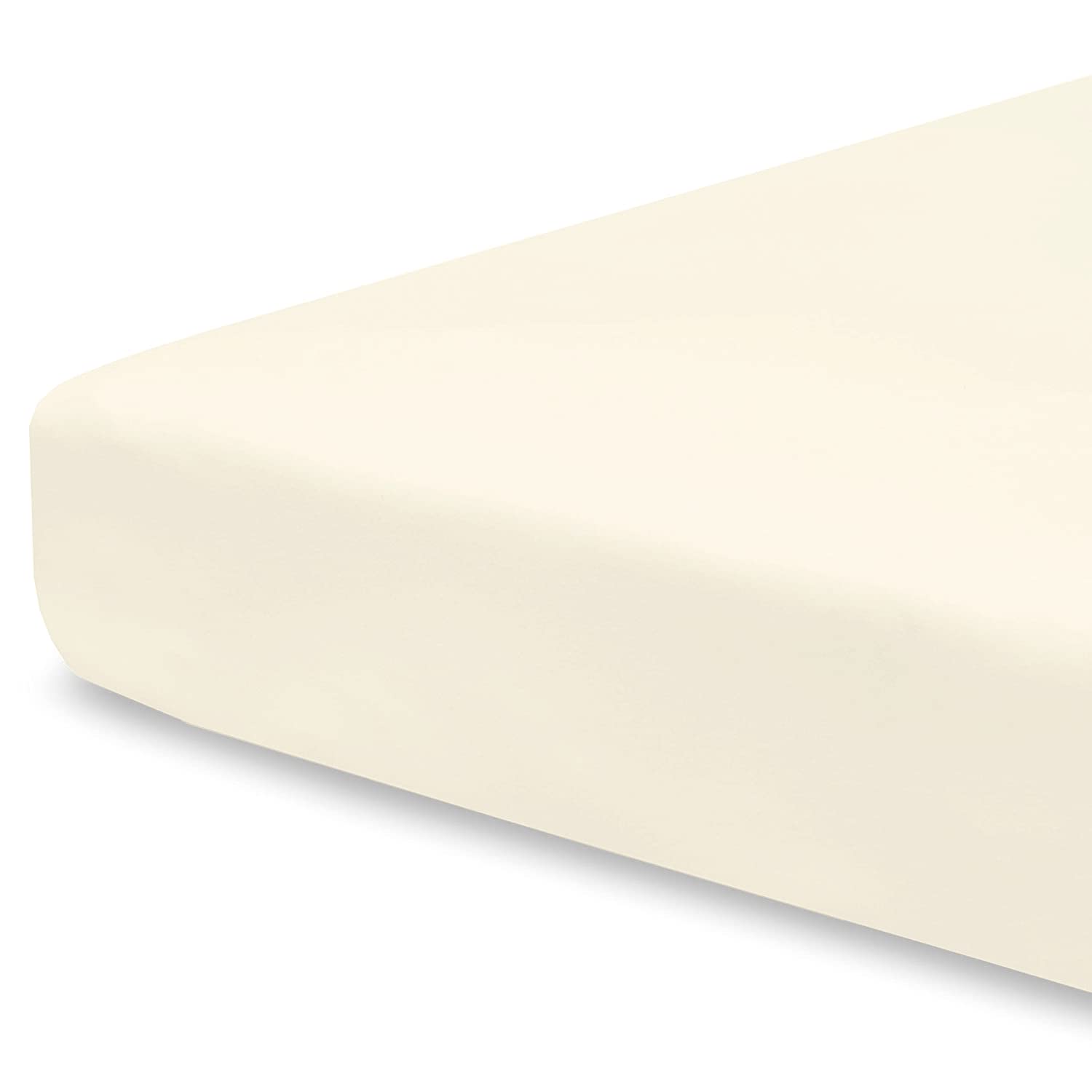 Pizuna 100% Cotton Fitted Travel Sheet New Ivory, 400 Thread Count Long Staple Cotton Fitted Travel Sheet 60x120 cm