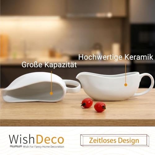 WishDeco Saucière Blanche 360 ml, Pot à Sauce en Porcelaine – vue 4