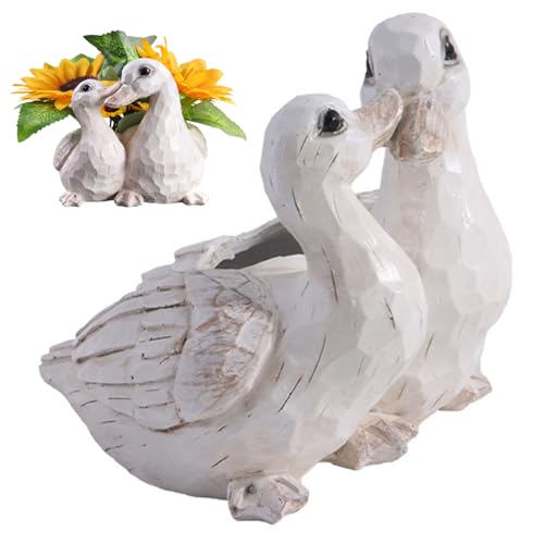 Macetas, macetas suculentas en forma de pato con orificio de drenaje 4, 5x5x5, 2 resina decoración vegetal única para suculentas, plantas verdes, orquídeas, plantas araña y más decoración del hogar