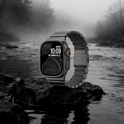 Image of Morofy Titanium Silicone Dual-Layer Link Bands Compatible with Apple Watch Band Ultra 3 /2 /1 49mm 46mm 45mm 44mm Men Women Magnetic Clasp Metal Strap for iwatch Series 11 10 9 8 7 6 5 4 SE (Black|Black)