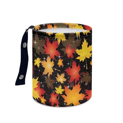 Image of Colorful Maple Leaves Car Trash Bin Hanging, Waste Basket - Cute, Portable, Collapsible, Waterproof Rubbish Bag for Back Seat, Floor, or Hanging Headrest
