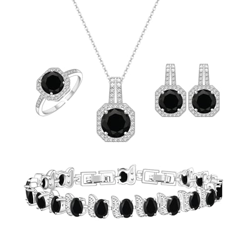 GZWHD Black Jewelry Set for Women Earrings Necklace Set