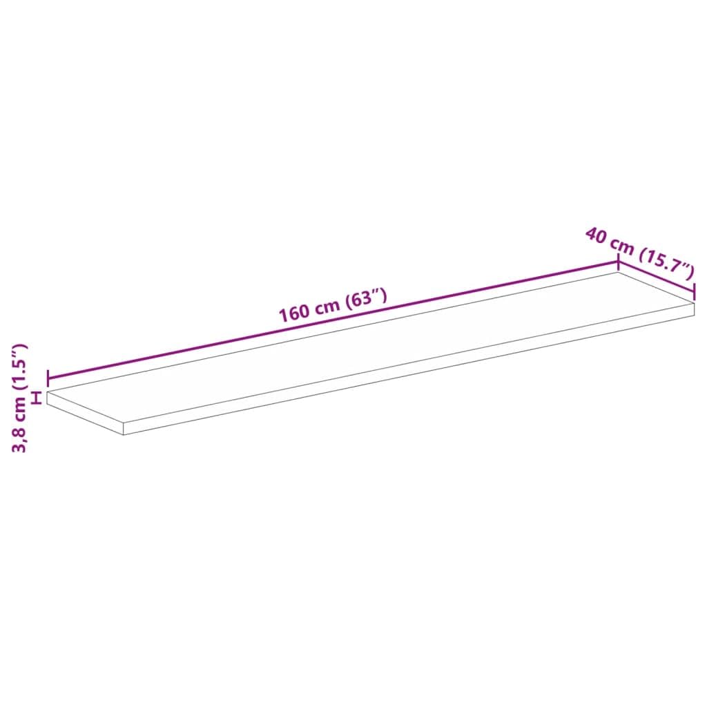 vidaXL Tischplatte, Holzplatte für Esstisch Couchtisch, Massivholzplatte Rustikales Design, Ersatztischplatte, 160x40x3,8cm Rechteckig Raues Massivholz Mango