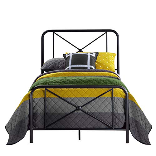 Image of Hillsdale Furniture Metal Bed with Double X Design Platform, Twin, Black