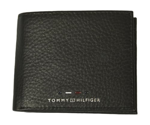 Portefeuille en cuir noir Tommy Hilfiger logo 6CC luxe